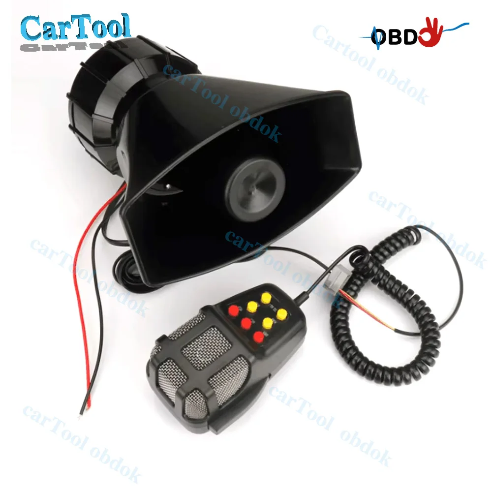 

Car Siren With Megaphone 100W Horn 12v Motorcycle Horn Multi-tone Cable Megaphone 7-tone Horn Car Warning Alarm