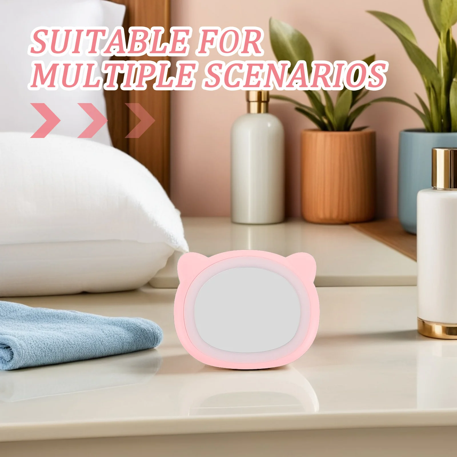 Espejo de maquillaje LED compacto Tamaño de bolsillo portátil con iluminación suave para retocar viajes Selfie al aire libre Regalo perfecto para ella