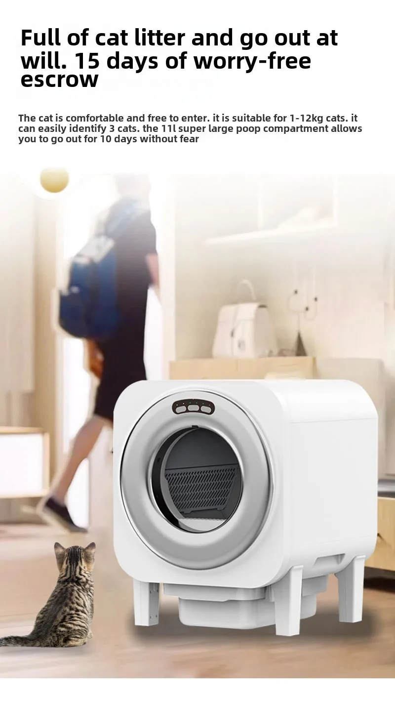 Intelligent automatic plastic cat litter box with bathroom and accessories