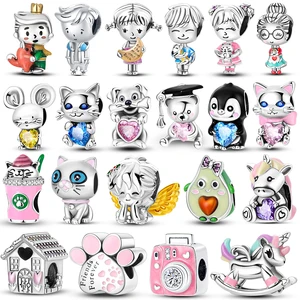 Silver Plated Cute Animals Charms Pendant Lovely Penguin Avocado Dangle Charm Beads Fit Bangle Bracelet Necklace Women Jewelry