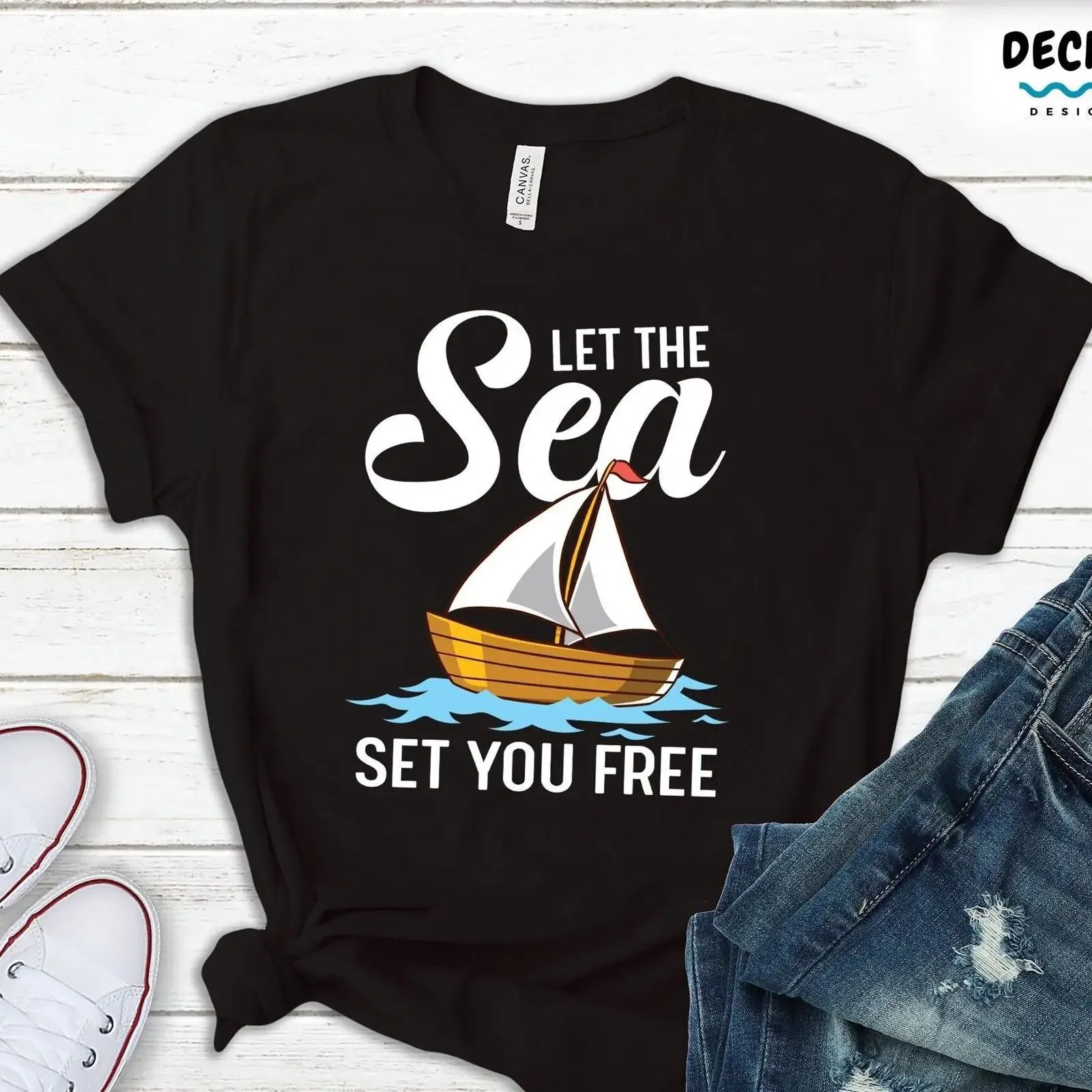 Let The Sea Set You Free Sailboat Nautical T Shirt Sailing For Sailor Lover Boat Owner vintage Washed Comfortable
