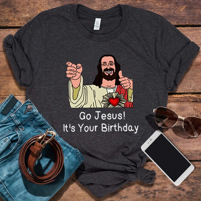 Funny Jesus T-Shirt I'll Just Have Water Thanks Women Clothes Vintage Christ T-Shirt Jesus Drank Wine Graphic Tees Casual Tees