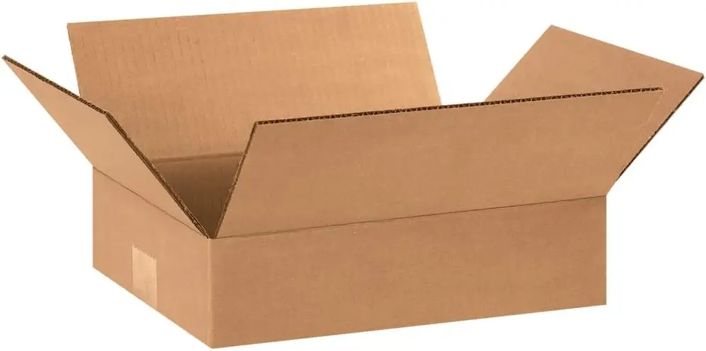 

12x9x3 Inch Flat Corrugated Cardboard Boxes, Kraft, Pack of 25 for Shipping and Moving