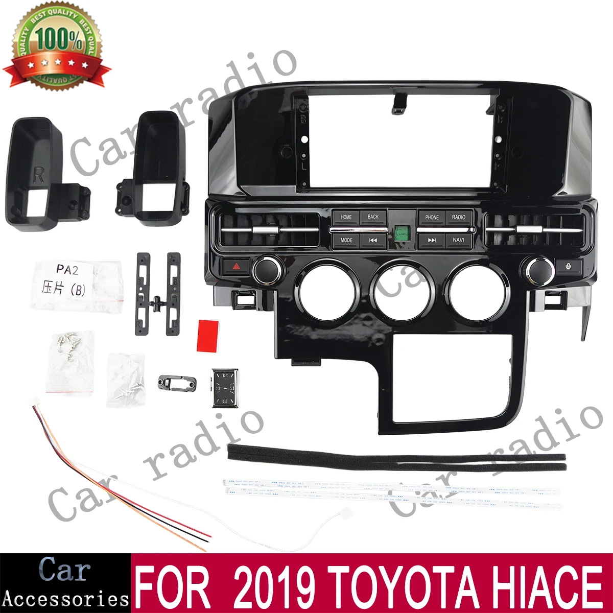 For 2019 TOYOTA HIACE  12.3 Inch Car Radio Android Stereo Frame Player Head Unit Fascia Panel Dash Board Cover