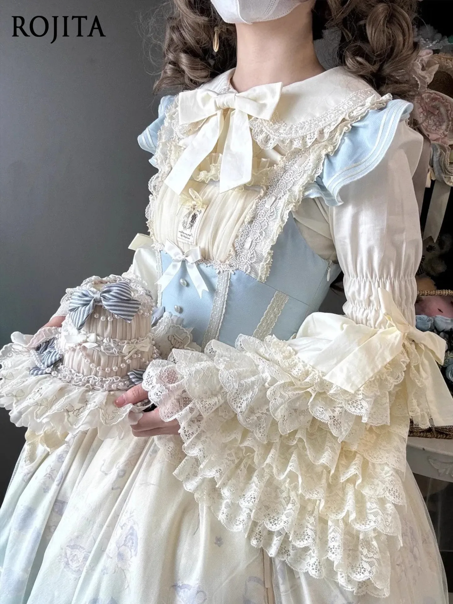 

4XL Lolita Lace Doll Shirt 2026 Spring New Lolita Ji Sleeve Shirt Long Sleeve Jsk Inner with Lace Bottoming Shirt Women Tops