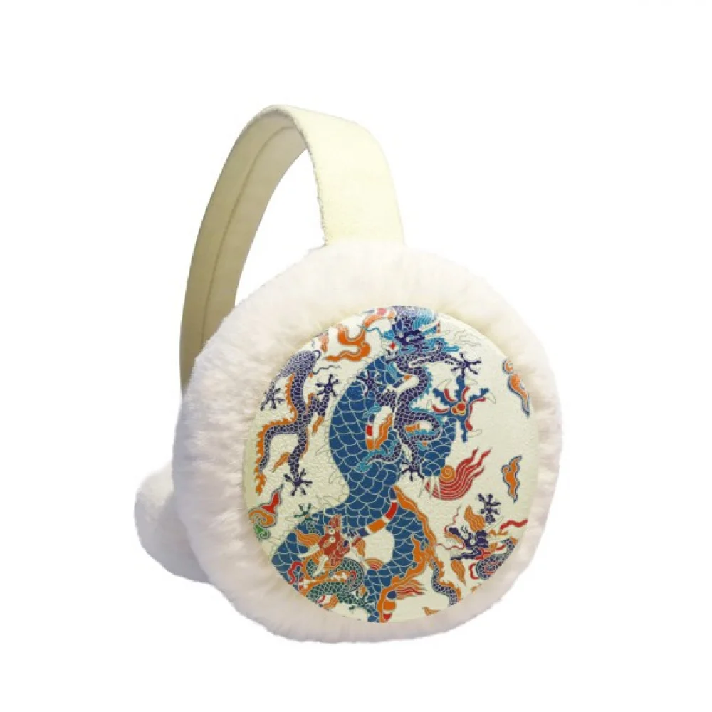 

China Chinese Dragon Cloud Pattern Winter Ear Warmer Cable Knit Furry Fleece Earmuff Outdoor