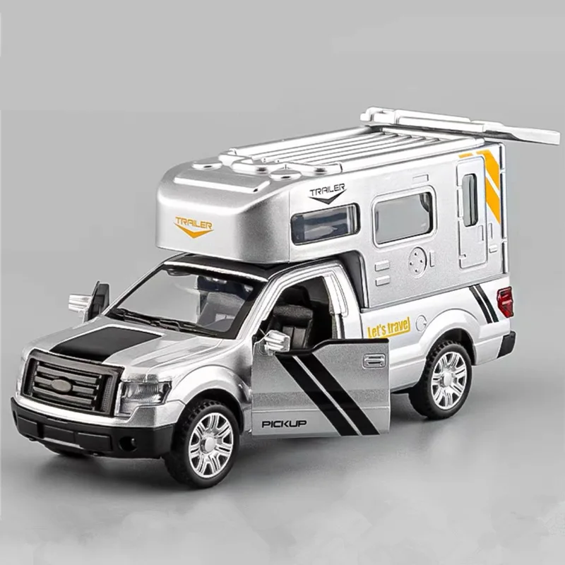 1:32 Luxury RV Recreational Vehicles Car Model Diecast Camper Van Motorhome Touring Car Model Toy Sound Light Childrens Toy Gift