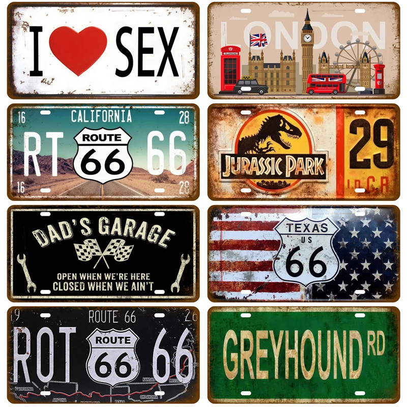 Tin Sign Man Cave Club Bar Home Wall Decor Art Route 66 Vintage Car Oil Metal Sign Decorative Plaque Tyre Service Garage Gas Oil