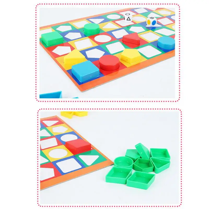 Gioco da tavolo con abbinamento geometrico Giocattoli educativi Giocattolo di riconoscimento di colori e forme con dadi Gioco prescolare con materiali Montessori