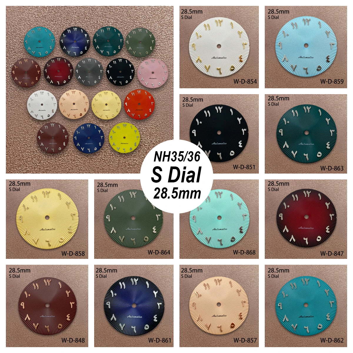 

28.5mm S Logo Arab Dial Suitable For NH35/NH36/7S/4R Japan Automatic Movement Lines High-Quality Watch Modification Accessories