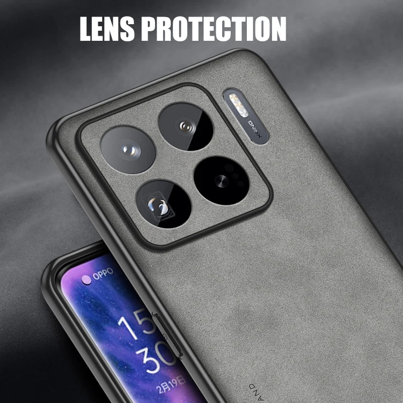 حافظة لهاتف Xiaomi 15S Pro مصنوعة من مادة البولي يوريثان بإطار ناعم من جلد الغنم الخلفي لهاتف 15 14 غطاء حماية ضد الصدمات