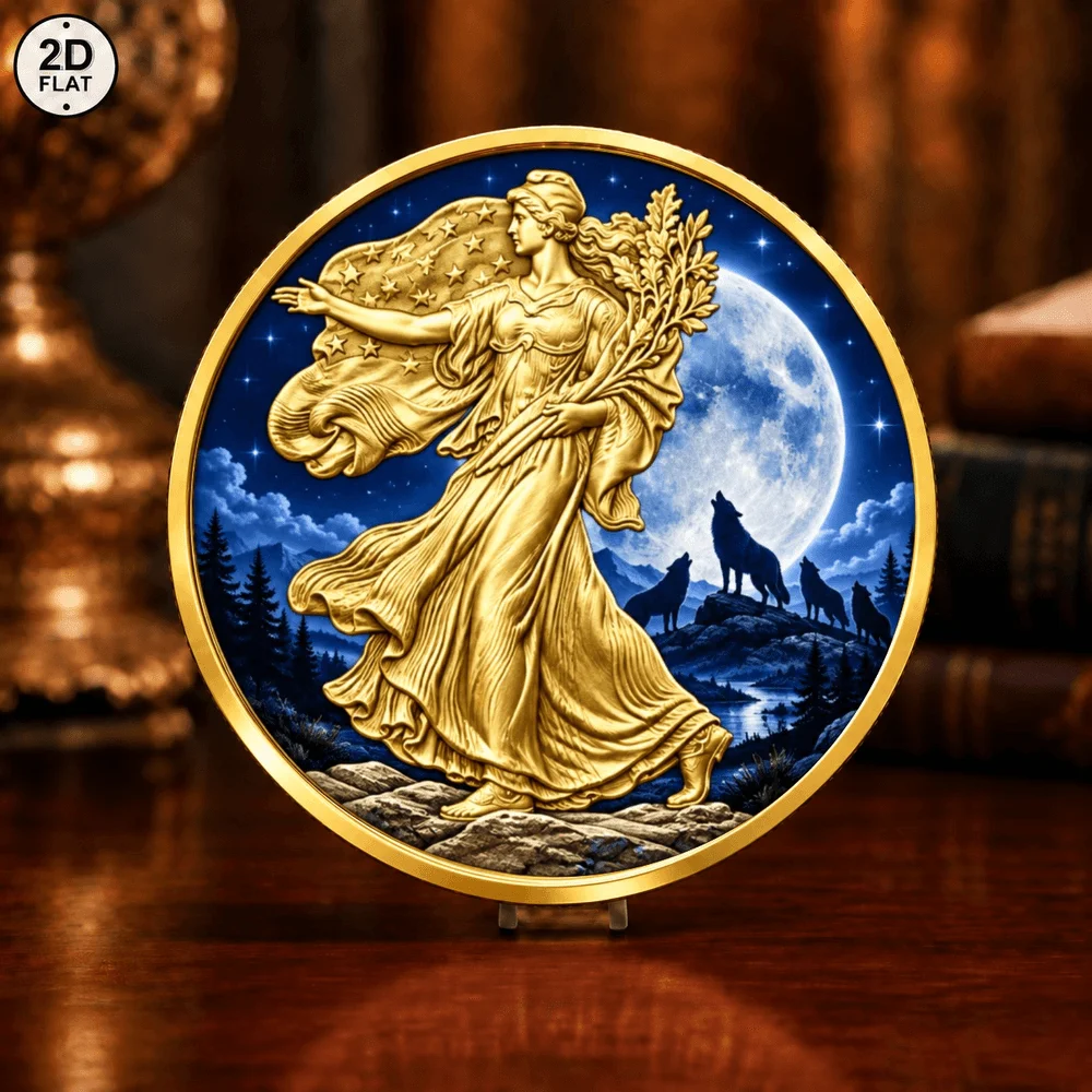1pc Beware The Full Moon Fantasy Werewolf Coin Color Printing Metal Challenge Coin Gothic Souvenir Gift Desktop Ornament
