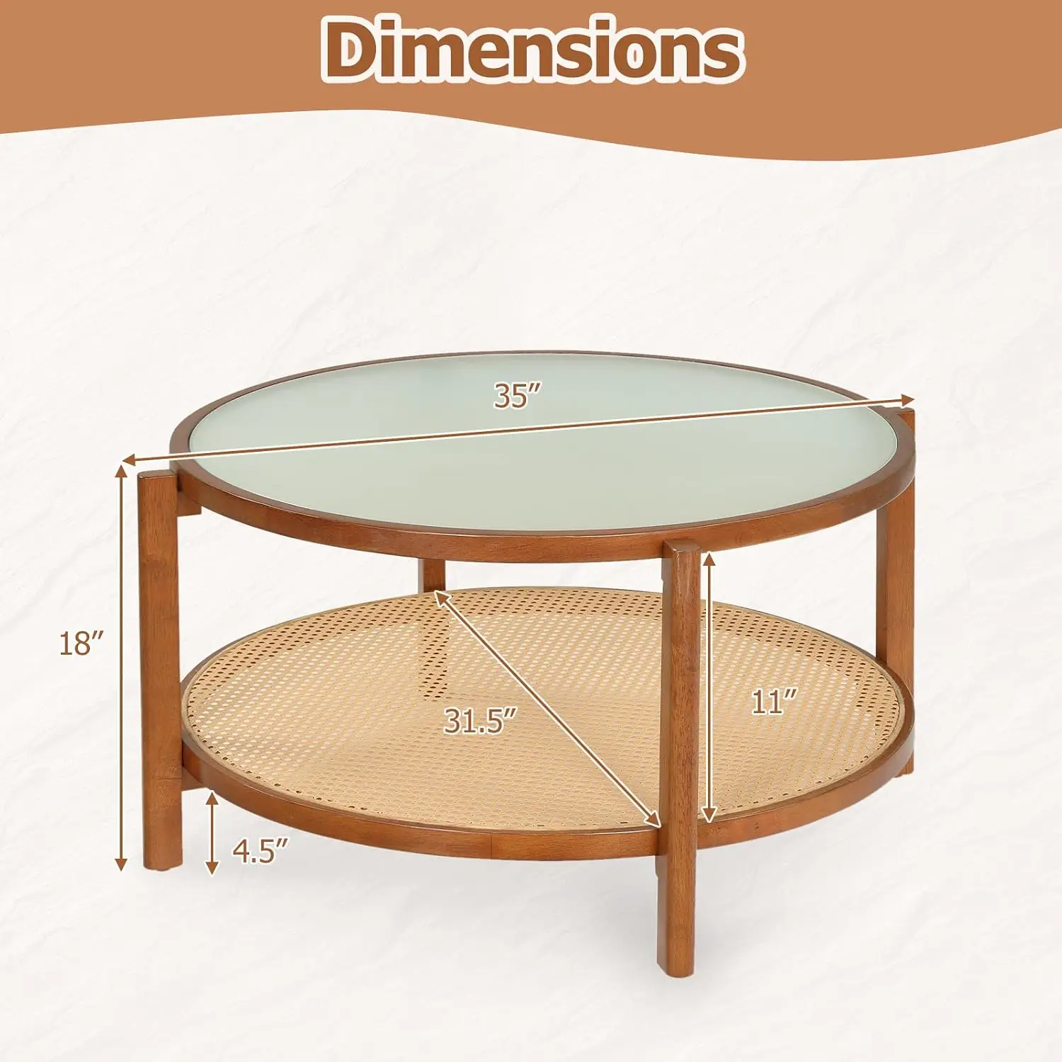 Rattan Coffee Table, 35