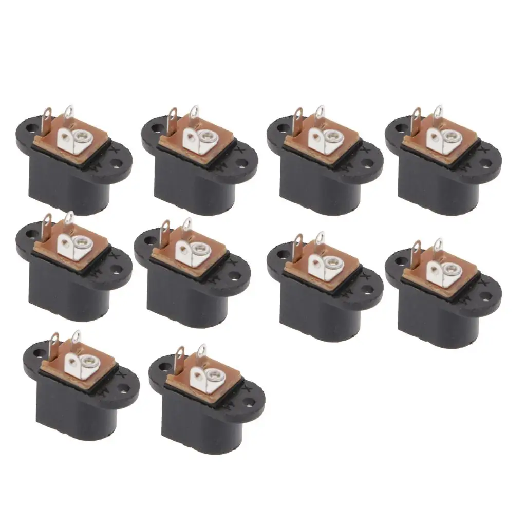 Fêmea DC Power Plug, Panel Mount Socket, 2,1x5,5 milímetros, 10 pcs