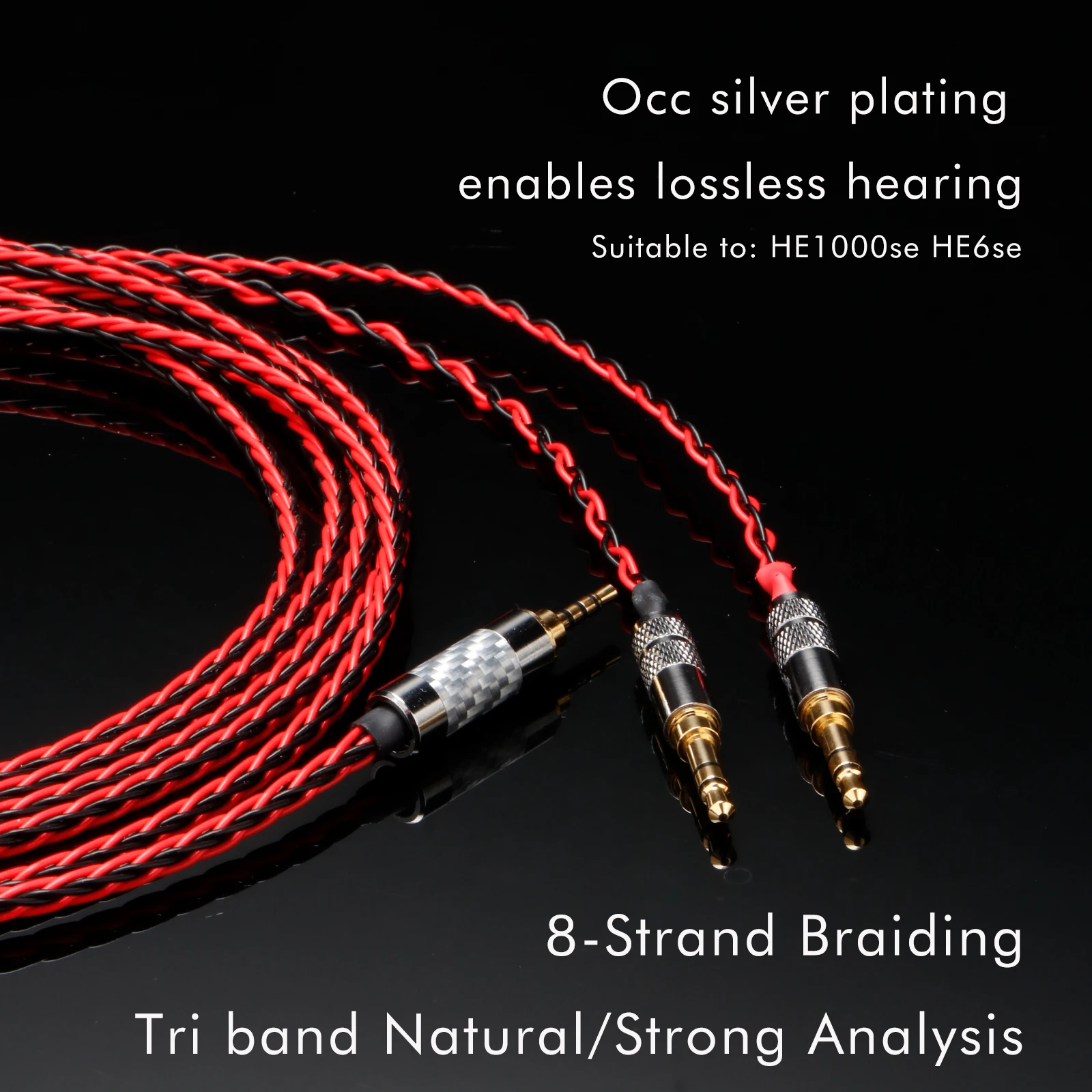 Preffair 7N OCC Silver Plated Headphone Upgrade Cable 2.5/4.4mm Balanced to Dual 3.5mm for Hifiman HE1000se Sundara Ananda HE6se