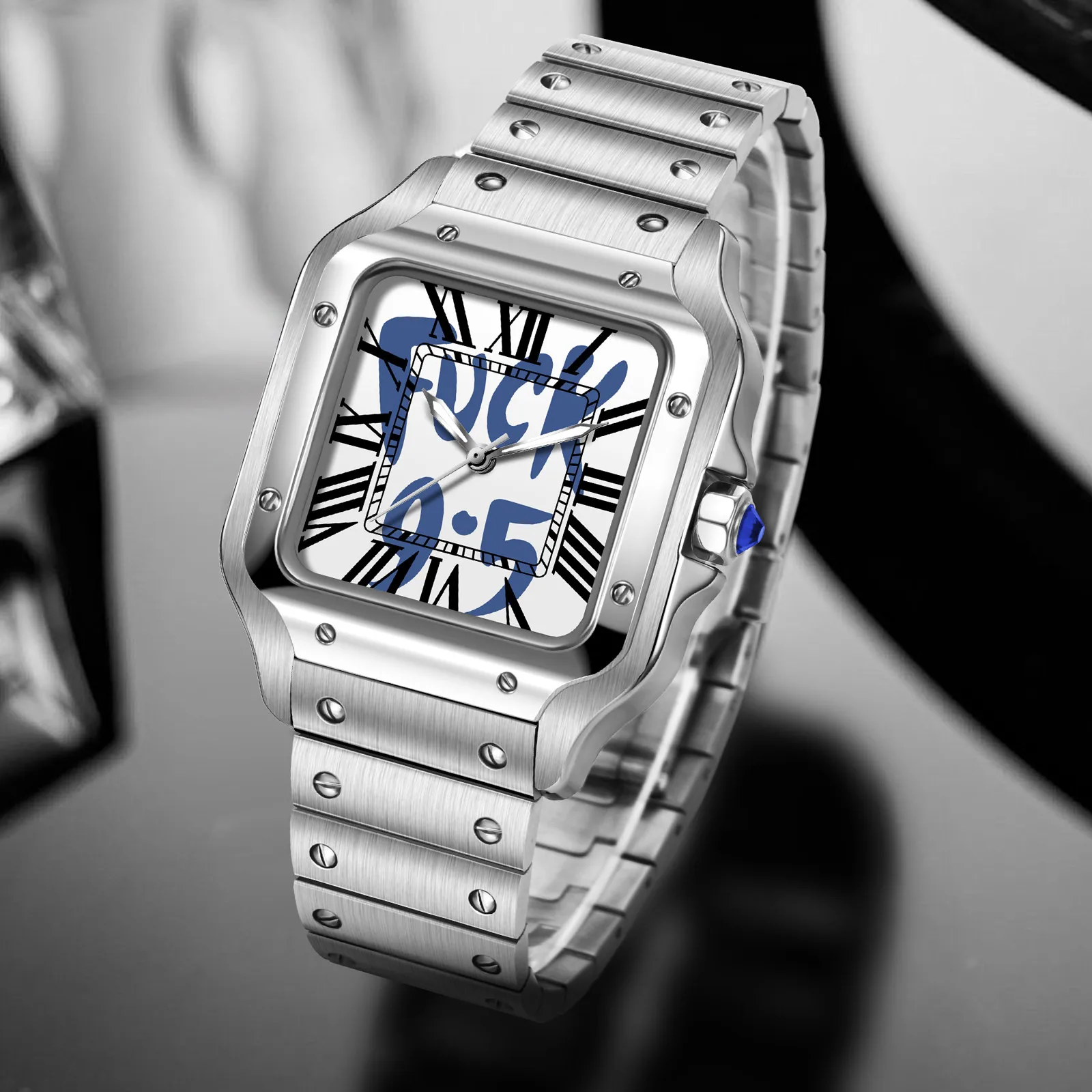 

MACARLON Brand Design New 38MM Mechanical Watch Men Top Luxury Unique Literal Stainless Steel 100M Waterproof Automatic Watch