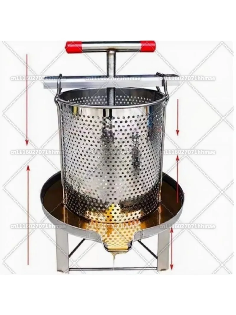 Stainless Steel Manual Honey Press, Multi-Function Fruit Juicer for Grape Apple, Detachable & Easy Clean