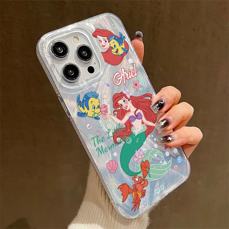 حافظة لهاتف آيفون 16 14 برو ماكس 13 12 11 برو ماكس 14 15 Plus XS XR X غطاء خلفي صلب بتصميم حورية البحر لطيف للغاية #4