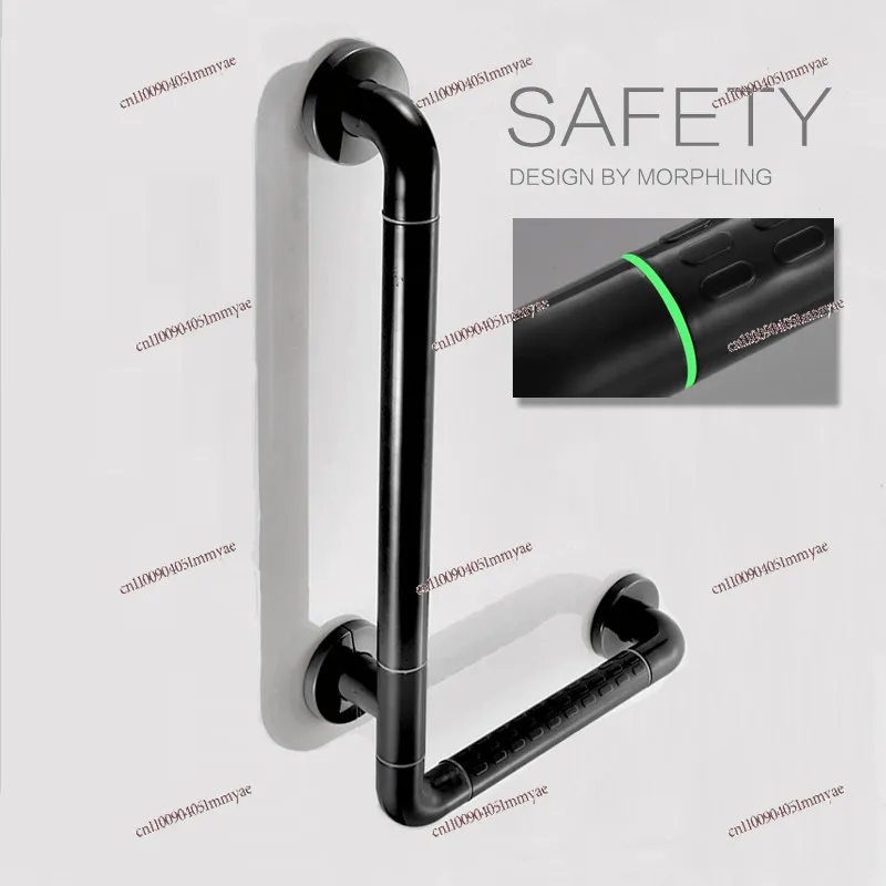 

Черная противоскользящая L-образная опорная ручка из нержавеющей стали для туалета, безбарьерная, для пожилых людей