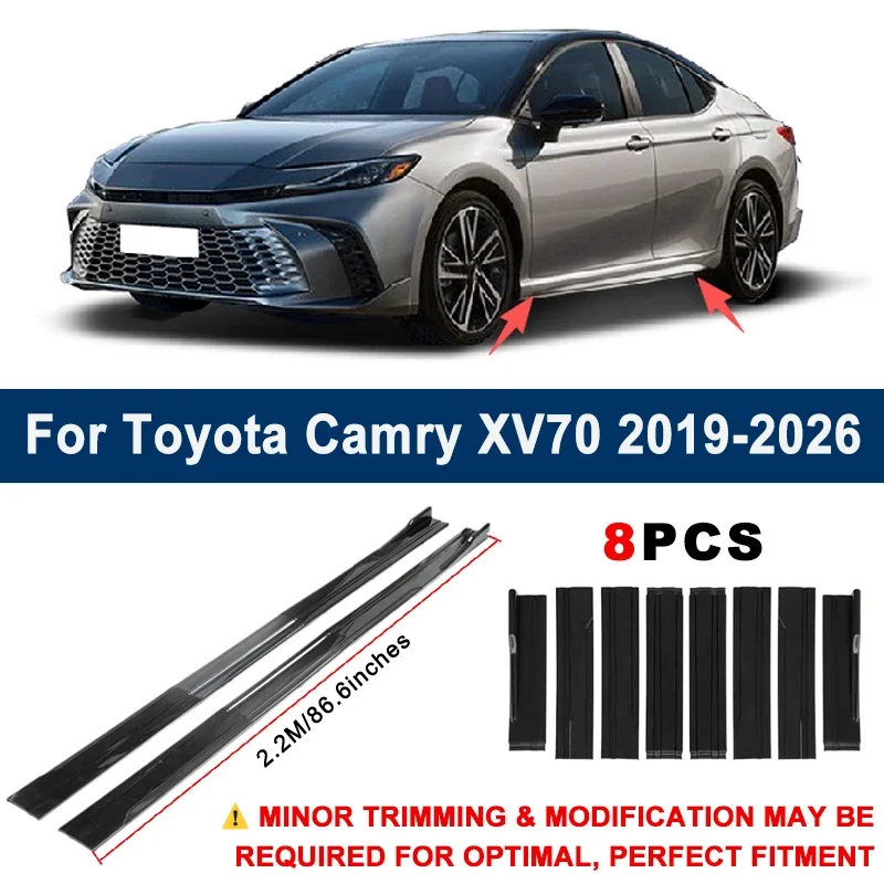 

Aerodynamic 2.2m Sectional Side Skirt Extension Lips Racing Side Spoiler For Toyota Camry XV70 2019-2026 2020 Sport Upgrade Kit