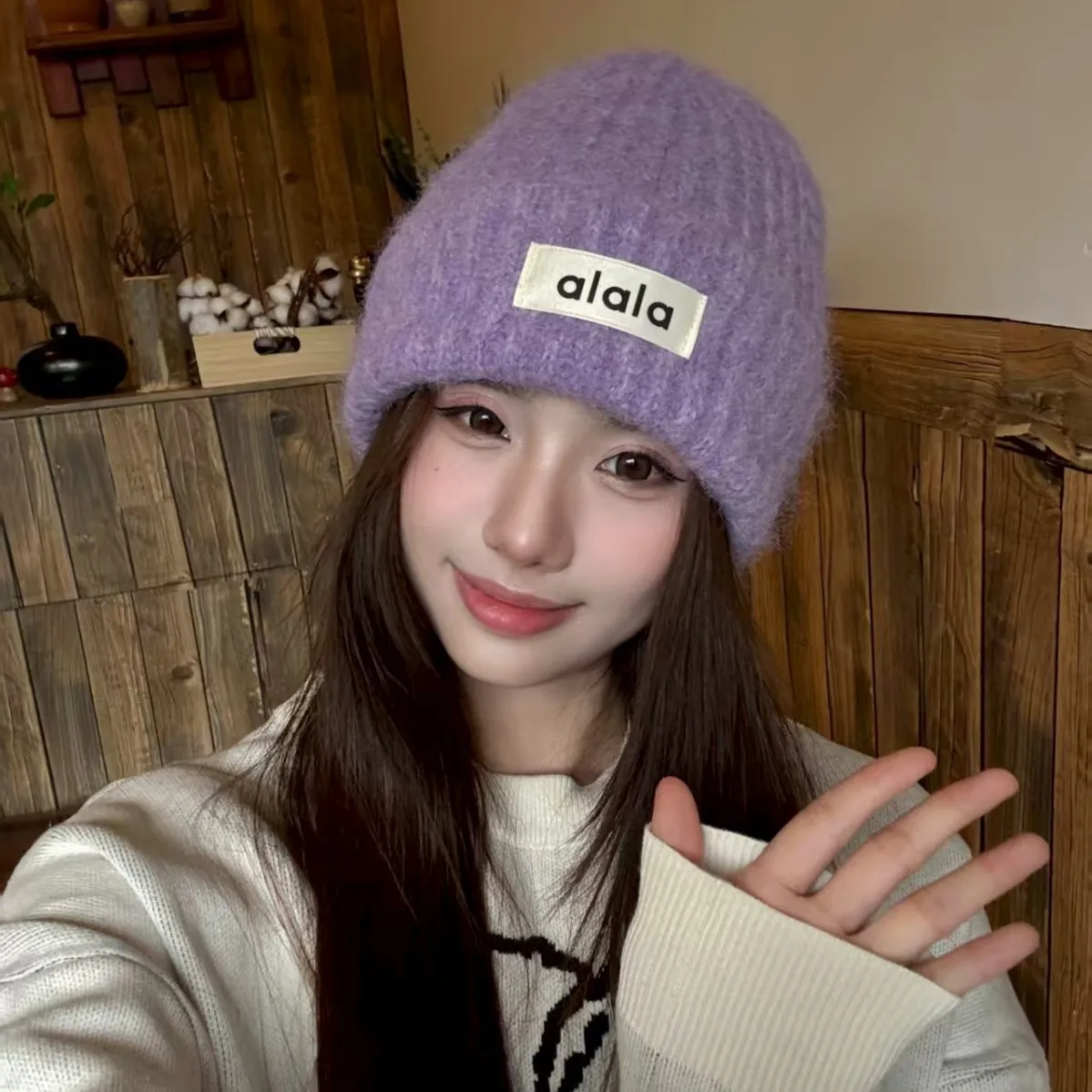 Donna inverno caldo lavorato a maglia cappello a prova di freddo berretto slouchy oversize antivento a prova di freddo cappelli con paraorecchie per donne ragazze viso piccolo