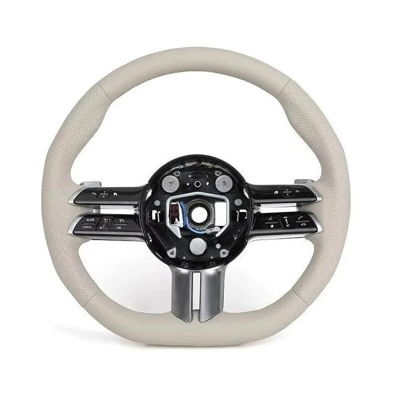 White Full Leather Steering Wheel for Mercedes Benz W204 W205 W206 W211 W212 W176 W213 Cla W210 W124 C117 W177 W221 W222 S63 AMG