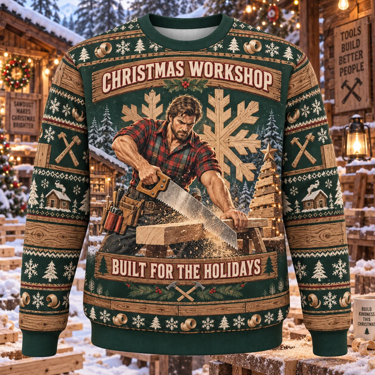「醜いクリスマスセーター」カーペンター・ウッドワーカー柄、ク - Woodworking Gifts For Men のレビューと価格