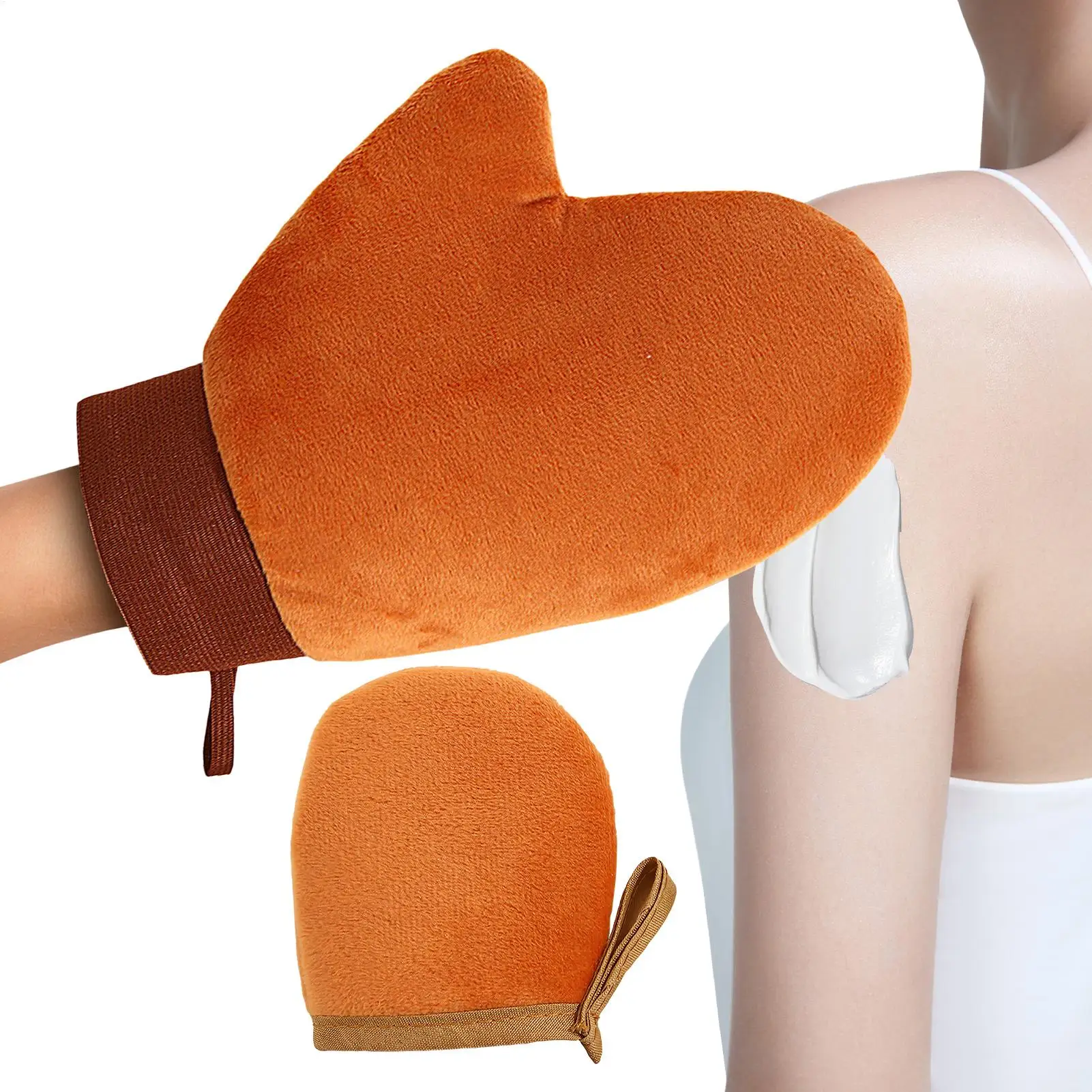 2Pc Self-Tanning Glove Body Lotion Mitt Double-Sided Prevents Sticky Hands Applicator Quick Dry Flocking Glove Makeup Applicator