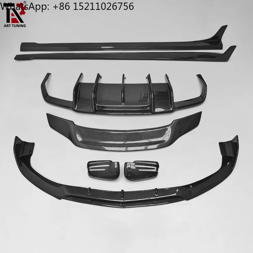For Mercedes CLS63 AMG W218 LCI Full Carbon Fiber Body Kit Front Lip Rear Lip Side Skirts Spoiler Mirror Caps Tail Wing2014-2017