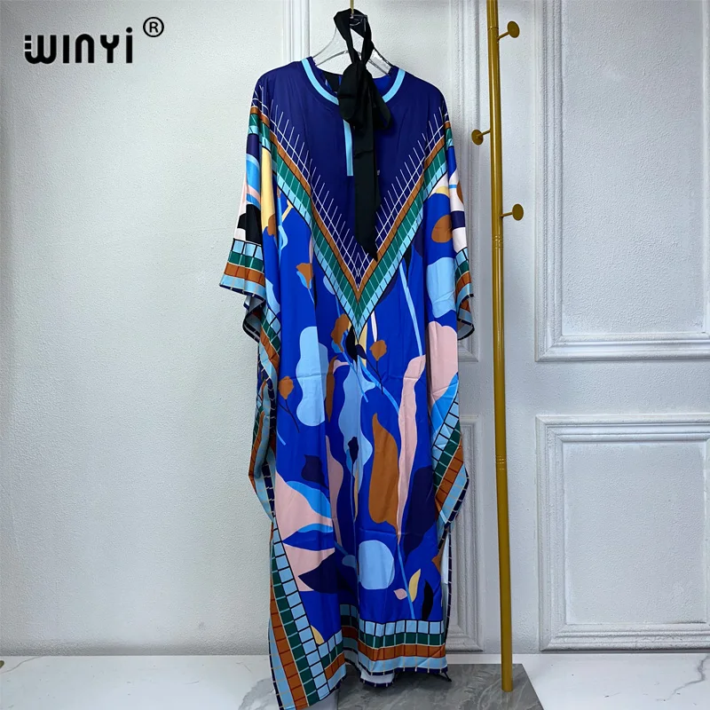 WINYI muslim\'s dresses for woman maxi dress fashion kaftan Floral Print Kaftan abaya dubai luxury summer Bohemian party dress