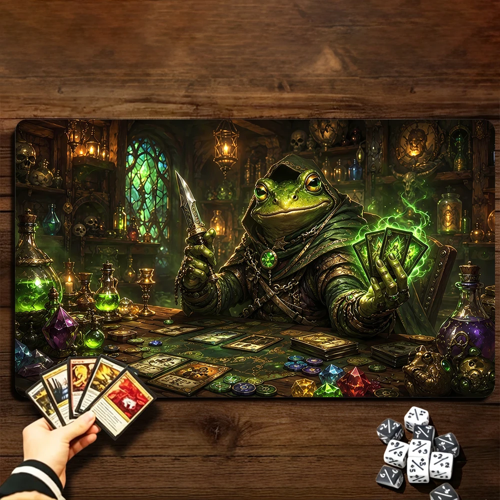 Magic Frog Hunter TCG Playmat Magic Playmat with Stitched Edge Anti-slip base 60X35cm Gathering Gaming Mat Trading Card Game