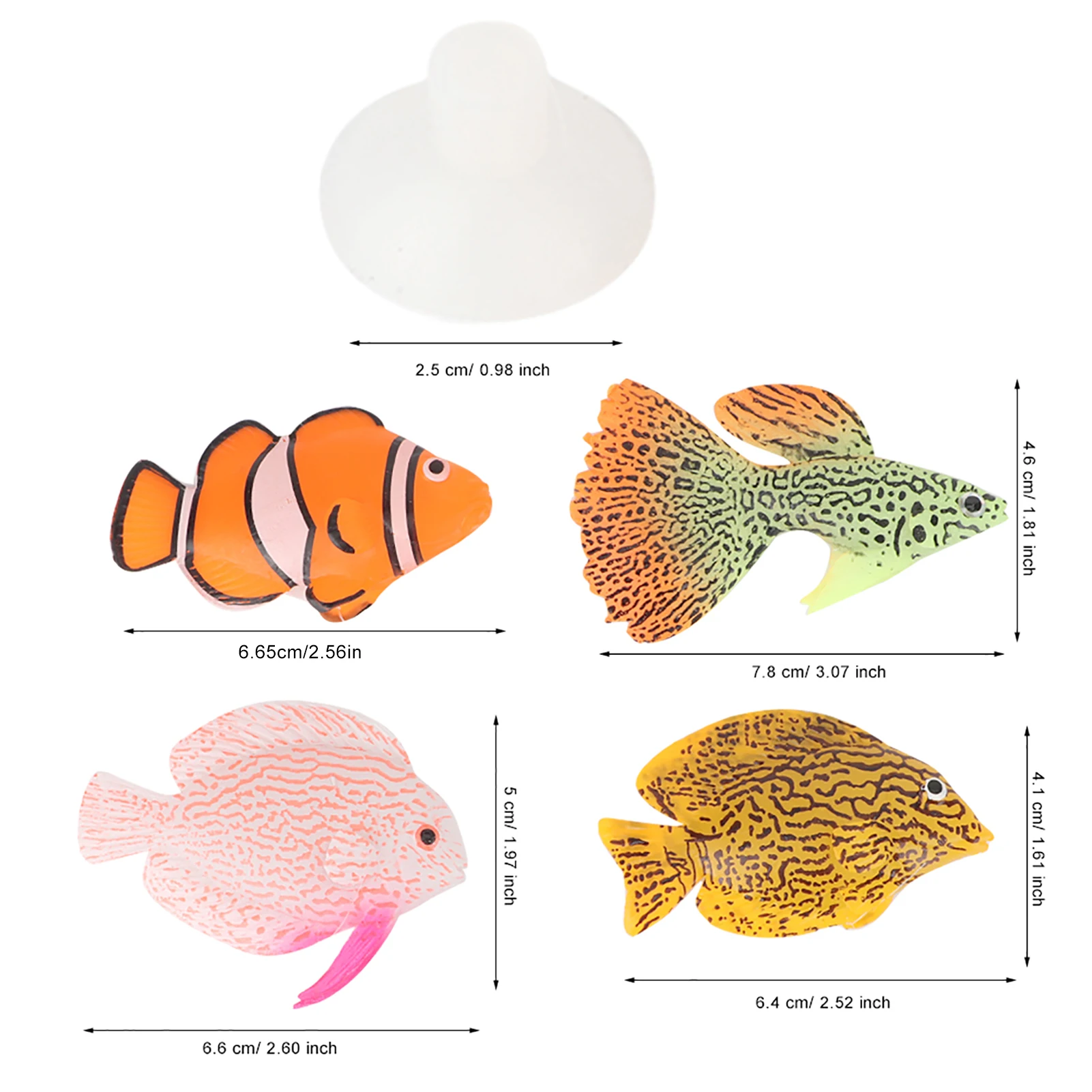 4Pcs Aquarium Fish Tank Luminous Silicone Artificial Fake Fish Landscape Ornament Fish Bowl Decoration Accessories