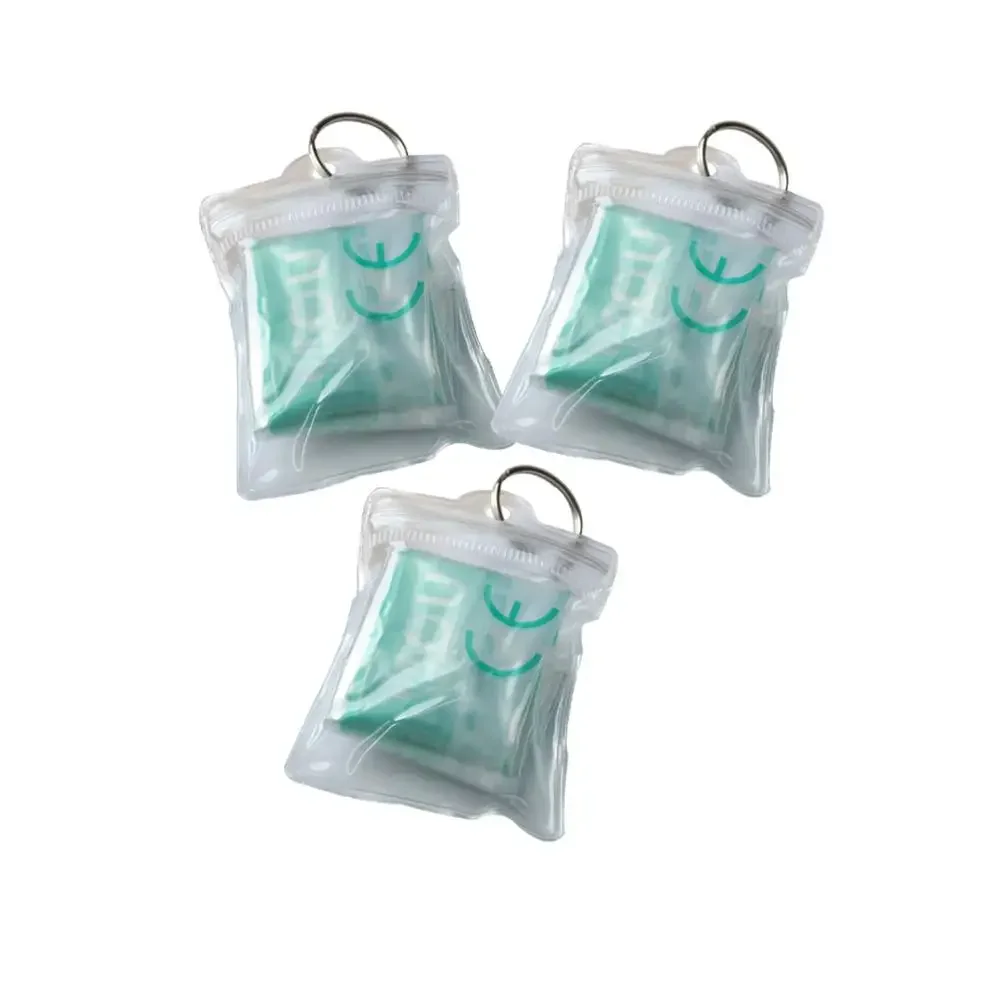 1000PCS PVC Waterproof Package CPR Mask With Keychain For First Aid Heart Rescue Recovery Breathing Resuscitator Mask