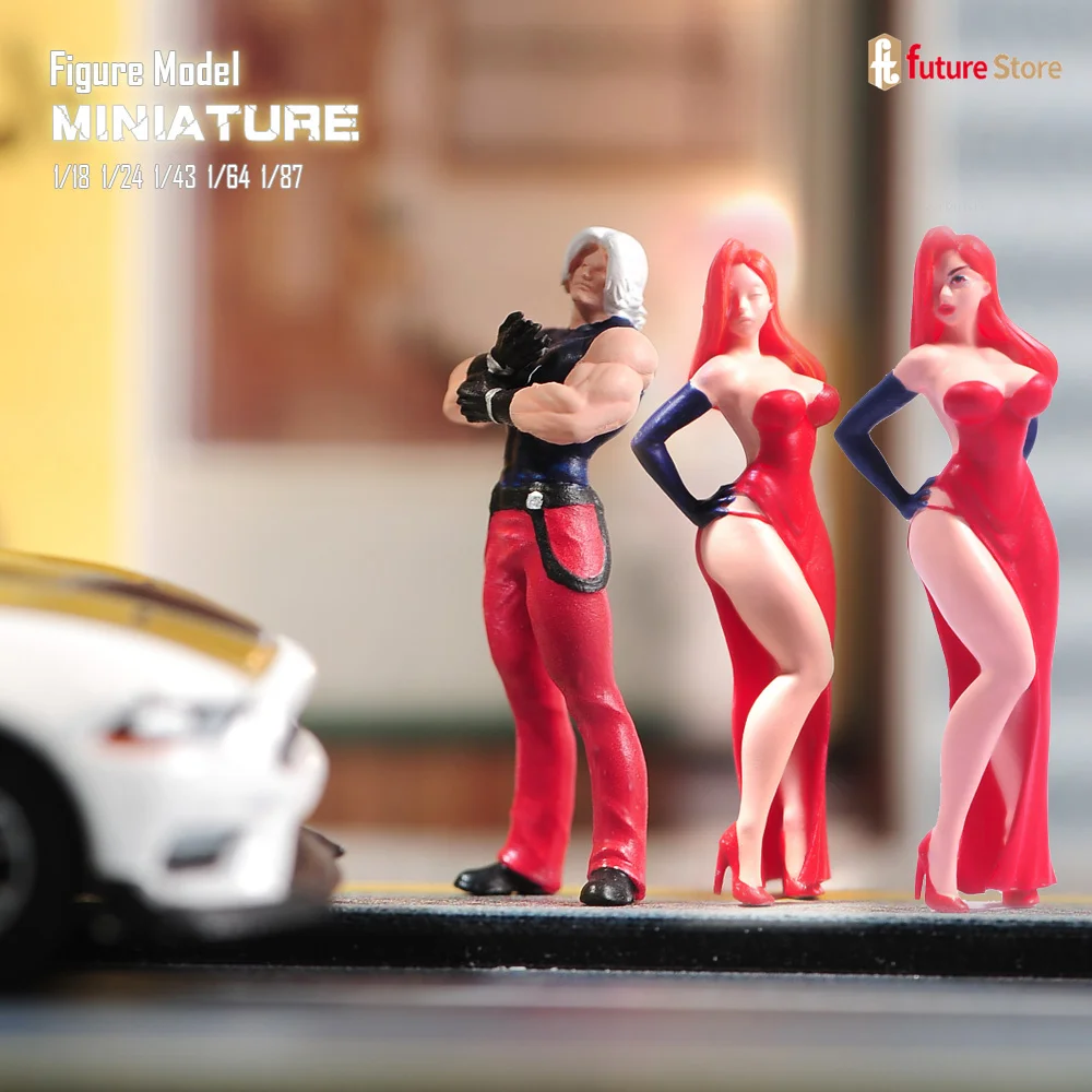 In Stock 1/87 1/64 1/43 1/24 1/18 Male Boxer Red Dress Beauty Girls Miniature Figure Mini Diorama Resin Model Scene Prop Decor