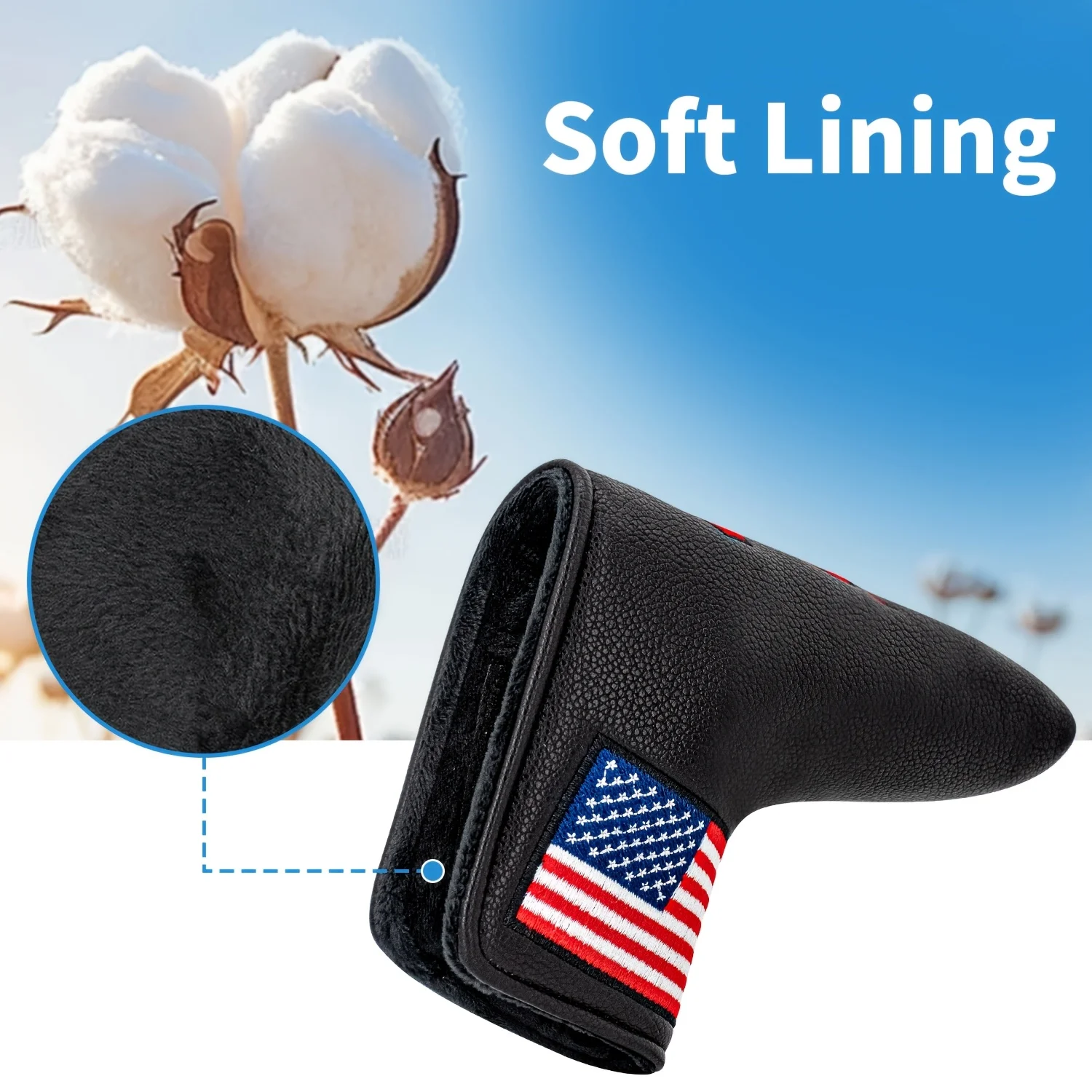 1pc USA Style Golf Putter Cover - Premium Blade Headcover with Soft Lining, Durable Golf Club Accessory for Men & Women, - view 3