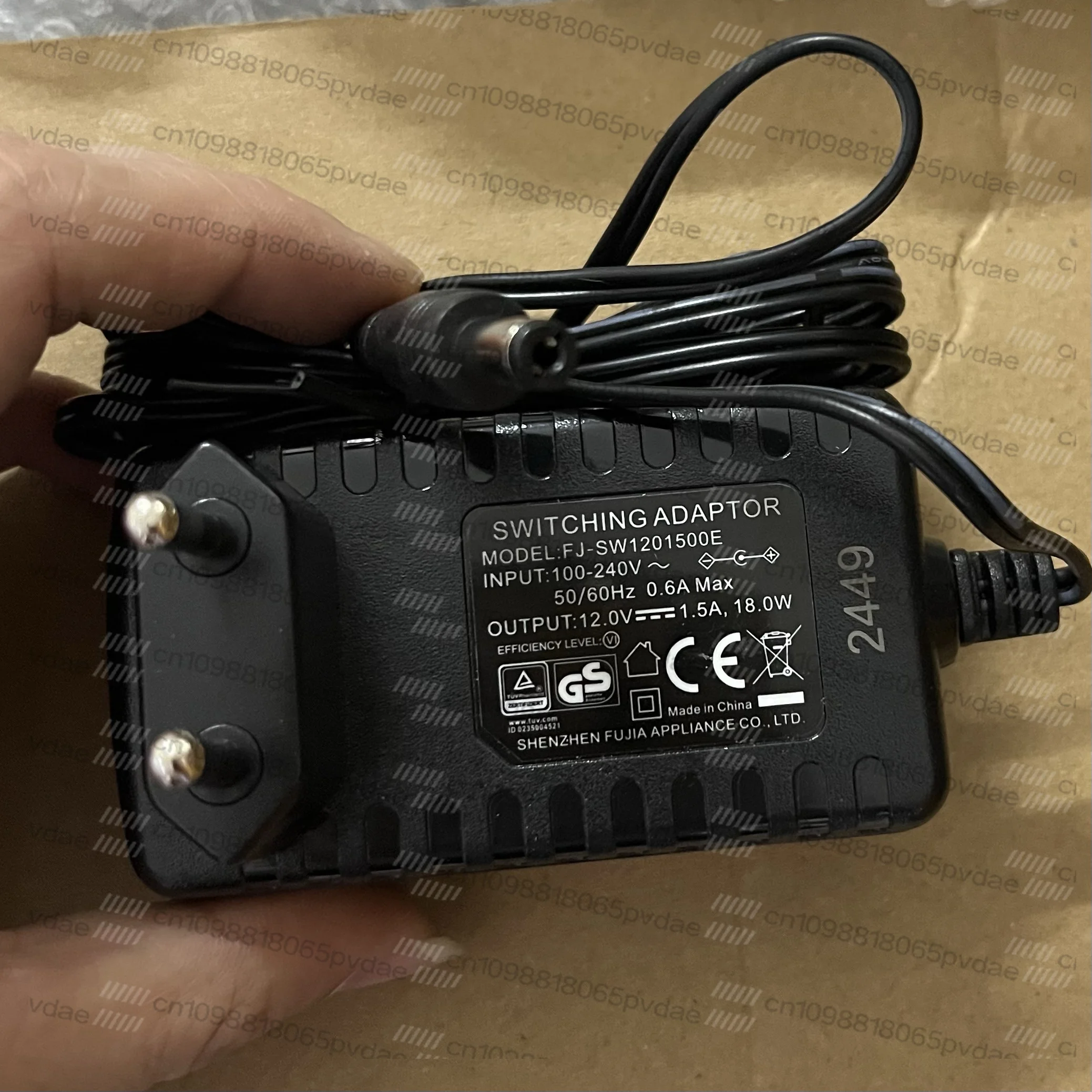 1 pc. for switching adapter FJ-SW1201500E, European standard, 12 V, 1.5 A, 5.5*2.1 mm connector