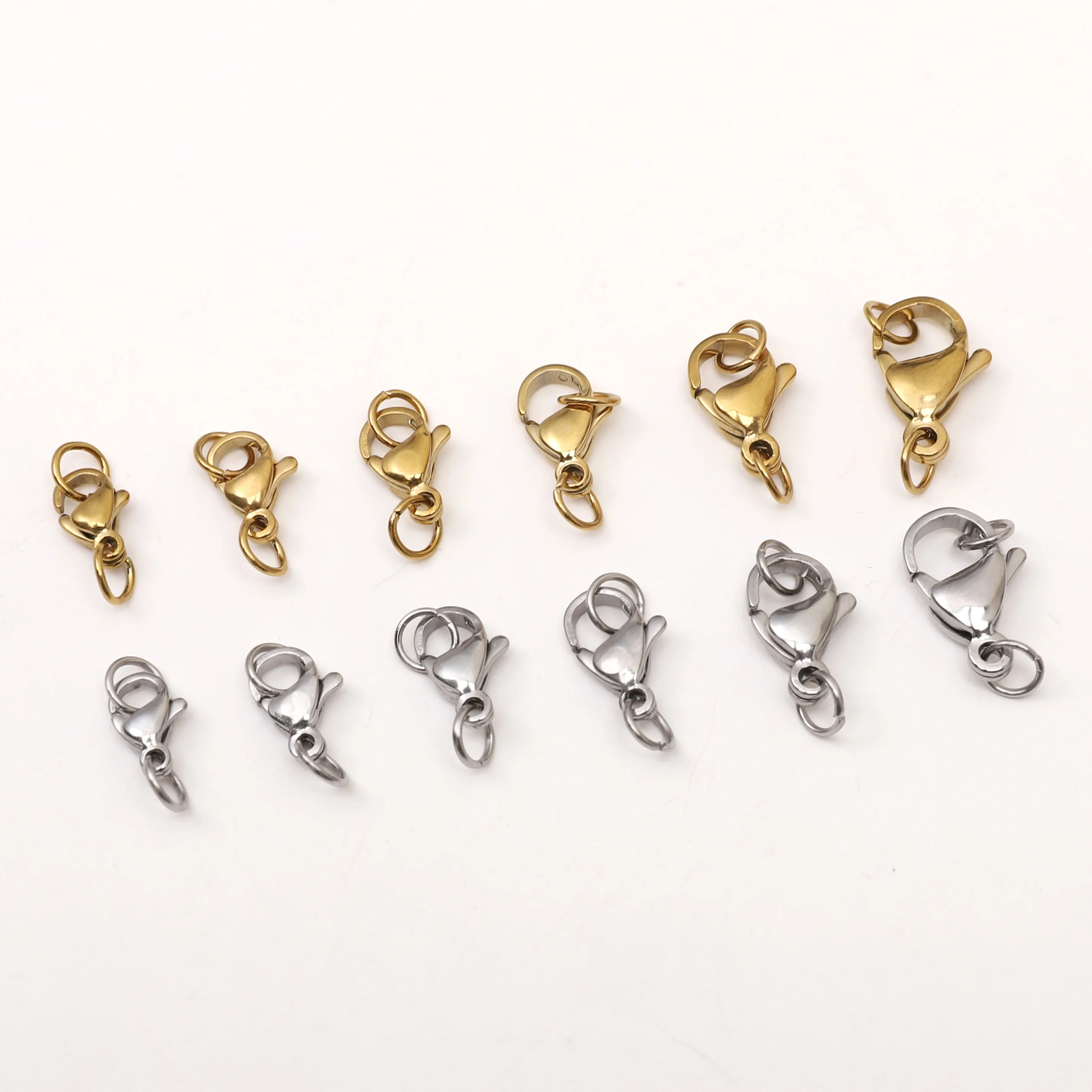 5-10set/bag Stainless Steel Lobster Clasp Gold/Rhodium Color Jump Rings Connectors Clasp DIY Bracelet Necklace Accessories