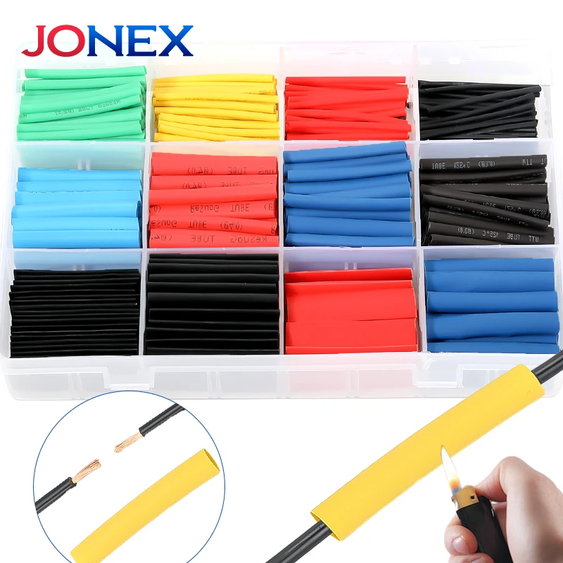 127-560PCS Heat Shrink Tubing Kit Thermoresistant Insulation Tube Electrical Wire and Cable Connection Heat Shrinkable Sleeves