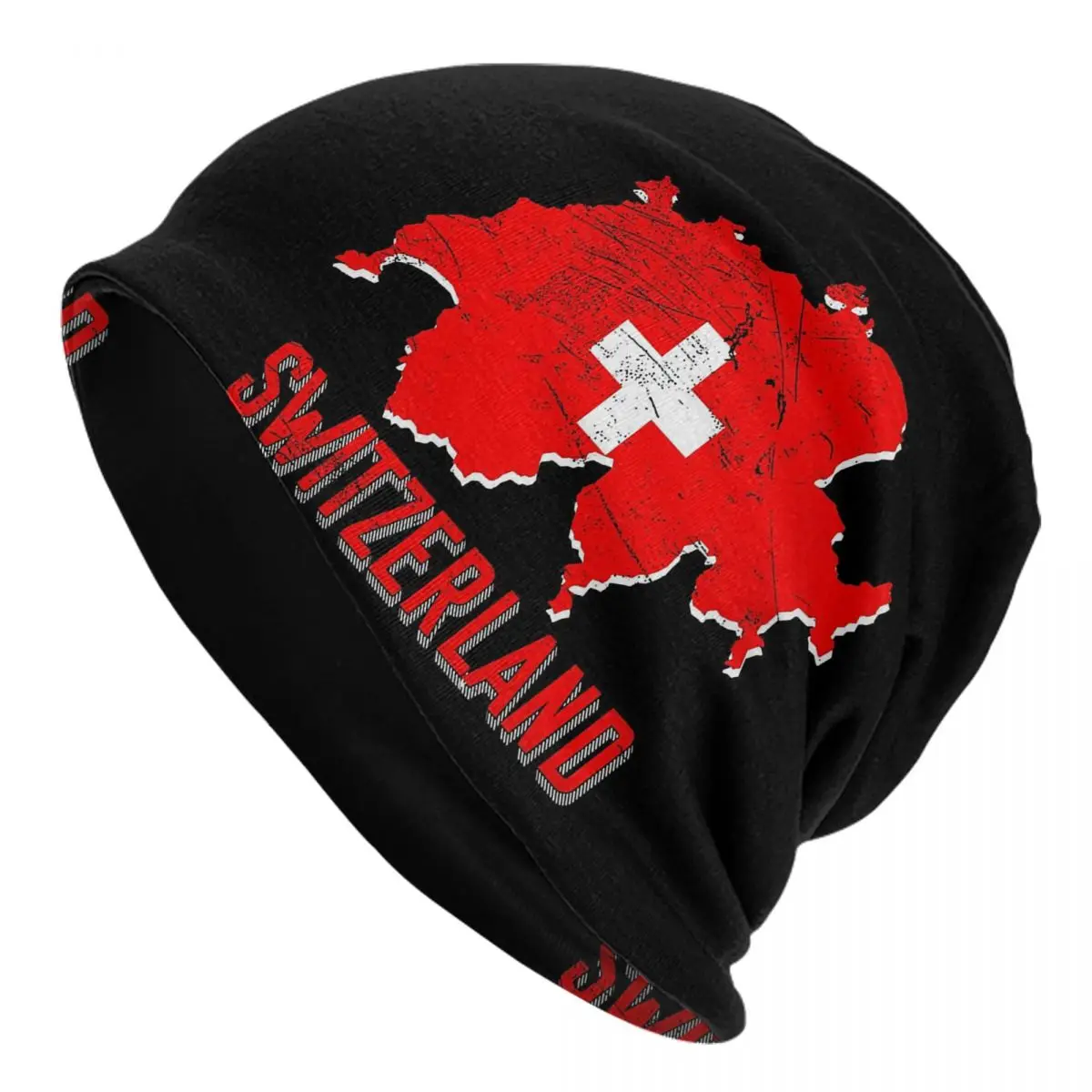 Swiss Switzerland Flag Warm Knitted Cap Hip Hop Bonnet Hat Autumn Winter Outdoor Beanies Hats for Men Women Adult