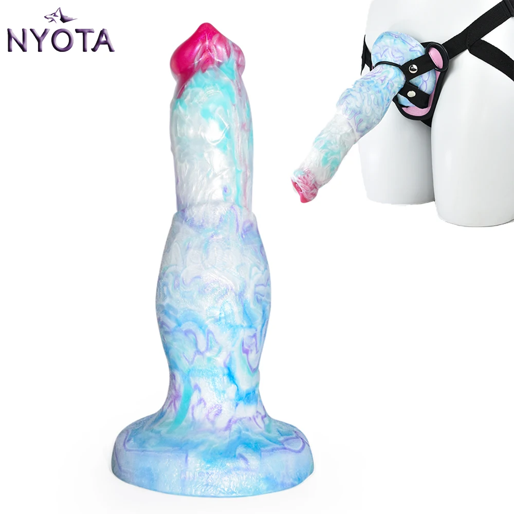 

NYOTA New Wearable Dildo Anal Sex Toys For Women Men Ass Massage Blue Silicone Penis Dick Huge Dildos Butt Plug Adult Supplies