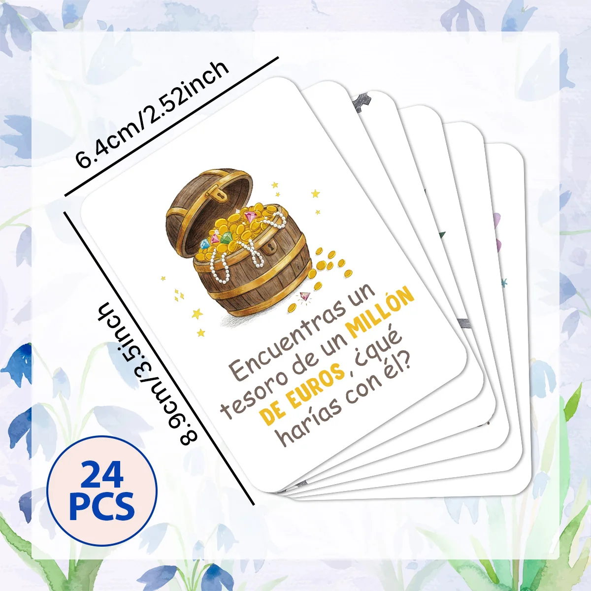 24pcs Spanish Conversation Prompt Cards,Animal Design Interactive Question Card,Positive Affirmation Card For Social Interaction