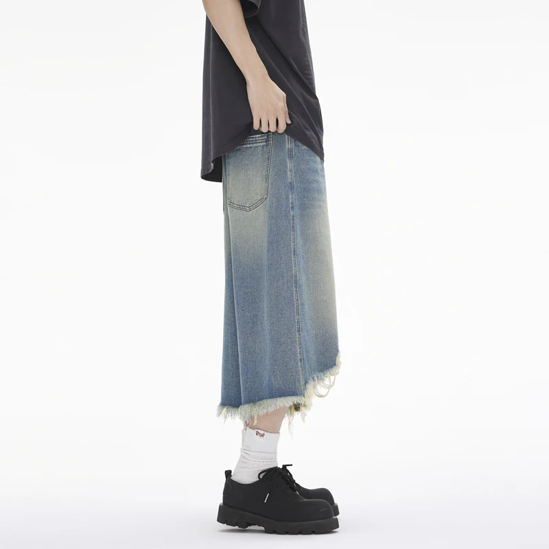 جينز أمريكي ريترو ويد متوتر كاجوال صيفي عالي الخصر مستقيم الساق Haome فضفاض مناسب للشباب ملابس يومية