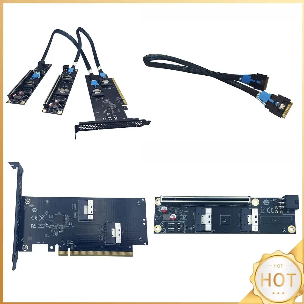 

SFF-8654 8i PCIe Split Adapter 24Gb/s Transfer Dual Power Supply (PCIe + 6PIN DC) Anti-Interference SAS Cable for External GPU