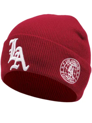 2025 nouveaux hommes LA lettre côté brodé terre tricoté chapeau hiver chaud Sports de plein air chapeau doux haricot chapeau femmes décontracté laine chapeau