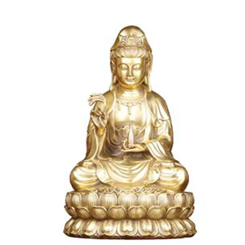 

Brass Guanyin Home Living Room Nanhai Sitting Lotus Bodhisattva Home Guanyin Safe Decoration