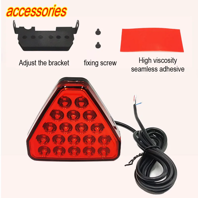 LED Flash F1 Triangle Third Brake Light Sporty Rear Stop Reverse Warning Signal Lamp Car Motorcycle 12V Universal Stick On