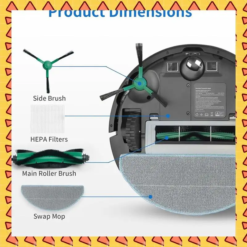 

A008 Replacement Accessories Parts For Irobot Roomba Combo Y0140, Y0110 Robot Vacuum Kit Main Side Brush Hepa Filter