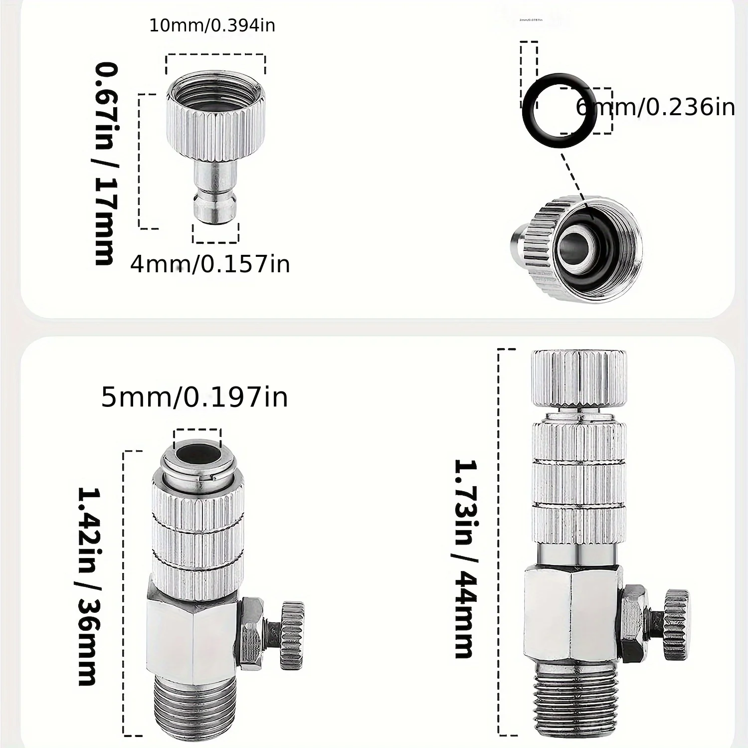 Airbrush Quick Disconnect Coupler, Release Joint & Regulator Adapter with 4 Connectors, Easy Installation & Quick Disassembly