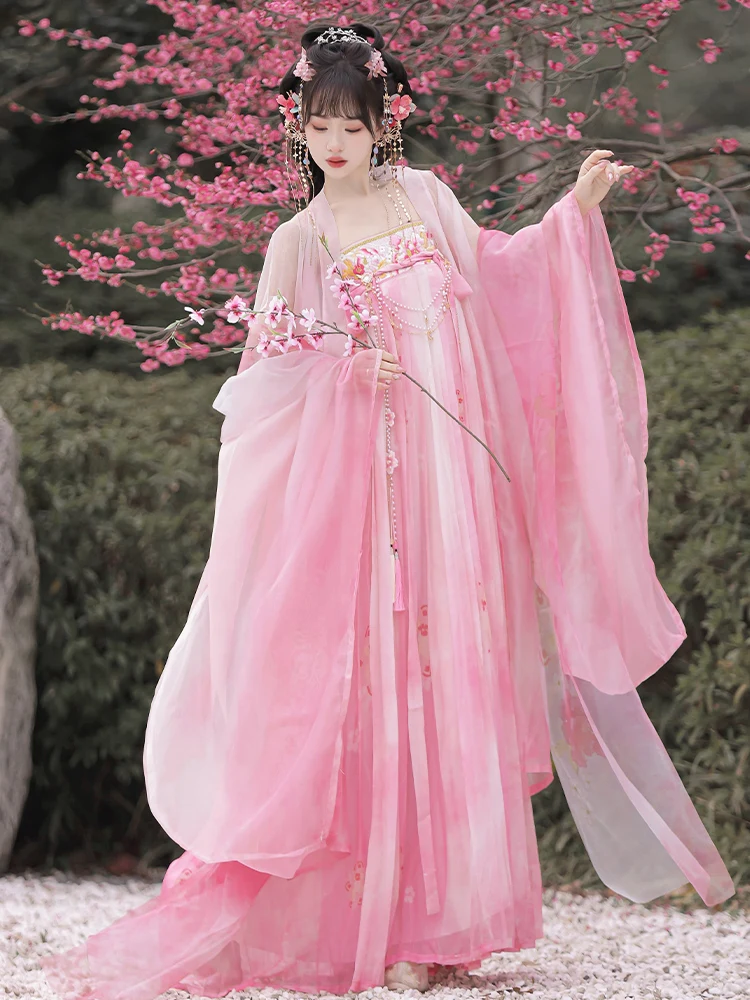 고대 공주 전통 Hanfu 댄스 요정 의상 중국 Hanfu 여성 현대 한 왕조 댄스 착용 코스프레 옷