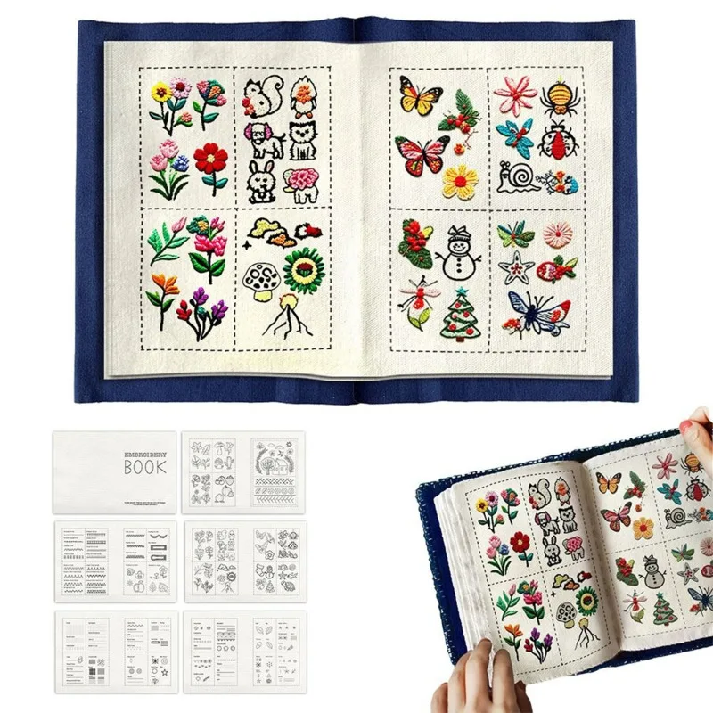 

Cute DIY Embroidery Stitch Book Handmade Original Sewing Book Floral Patterns Needlework Book Embroidery Kit For Beginners Adult